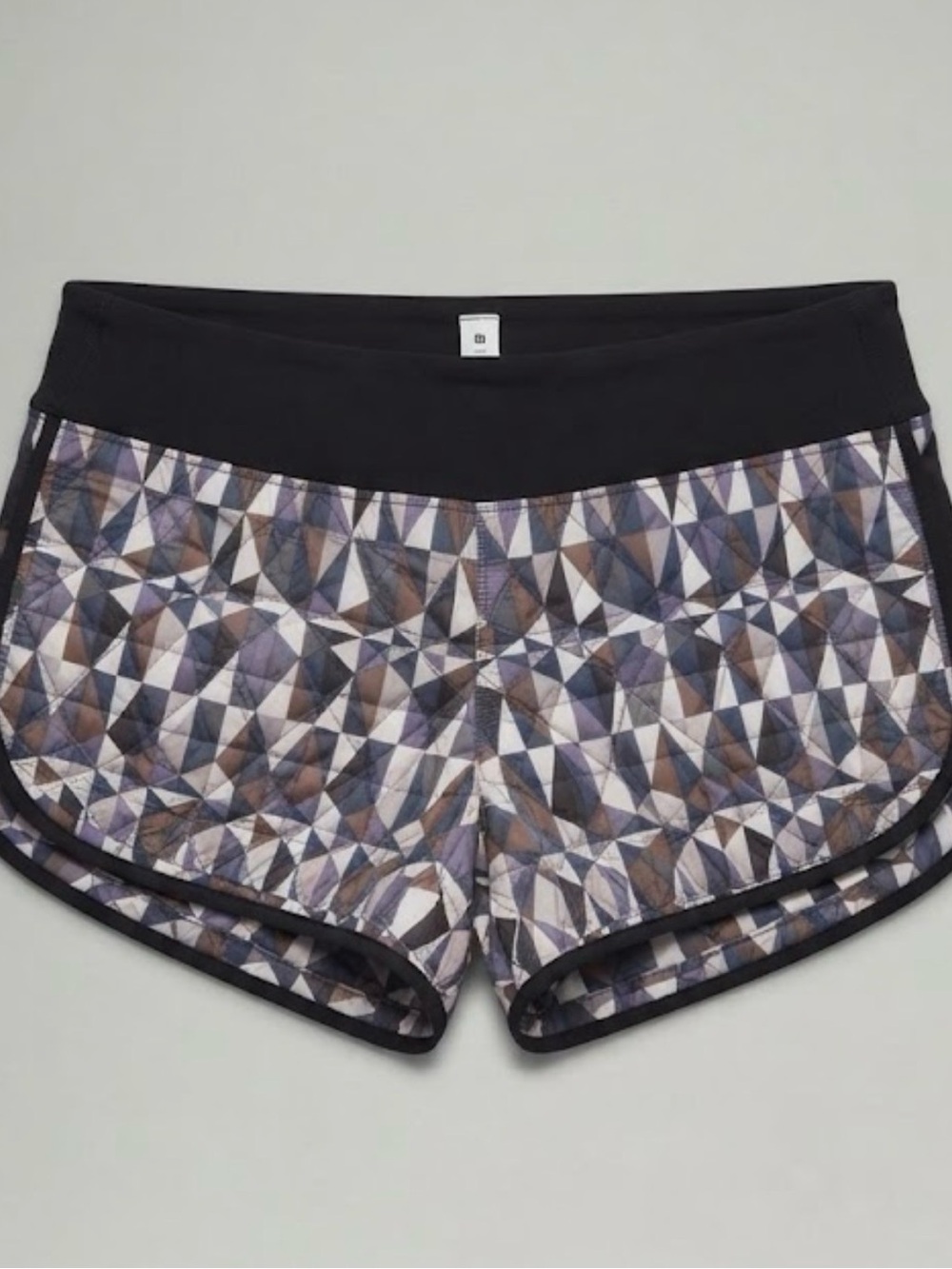 lululemon athletica Black Waist Geometric-Print Athletic Quilted Shorts Sz 10